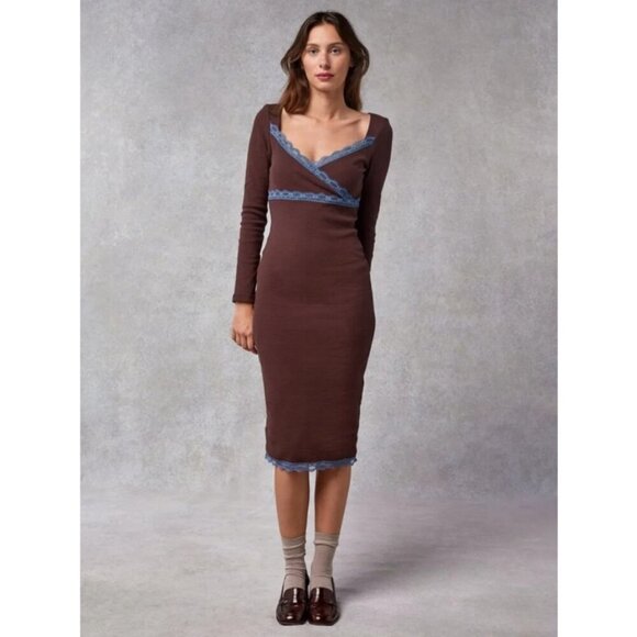 💕ROUJE💕 Morgane Uni Dress ~ Prune EU 36 NWT - Picture 3 of 14